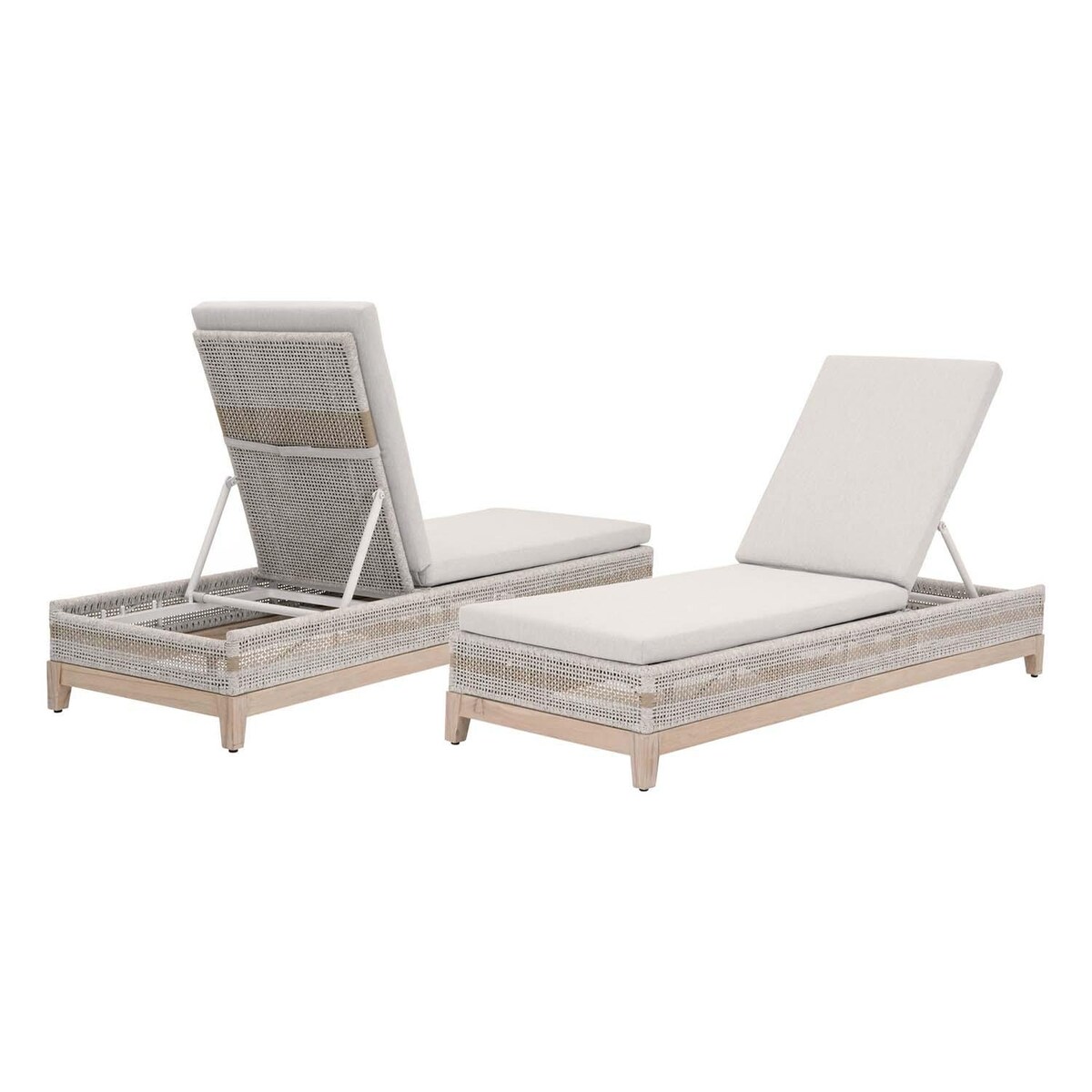 Cocoa Way Woven Rope Chaise Lounge in Taupe and White By Lakeview