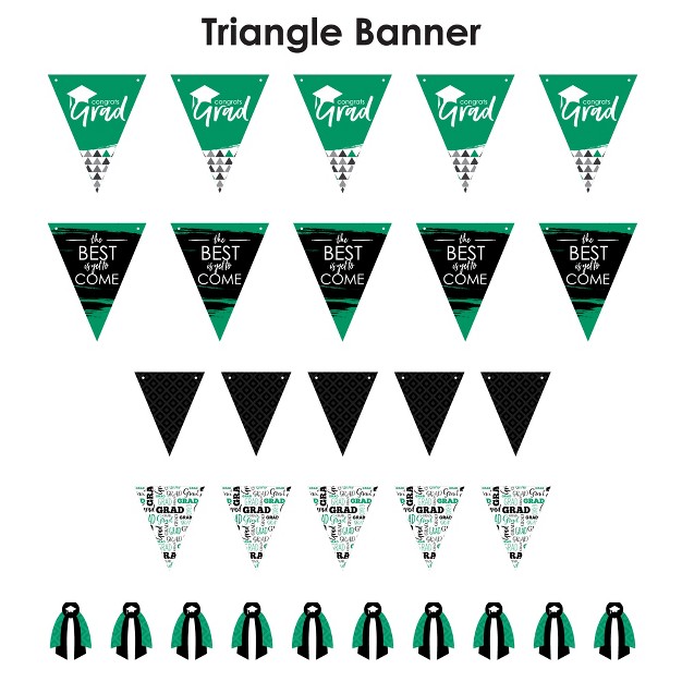 Big Dot Of Happiness 30 Piece Green Graduation Party Pennant Triangle Banner