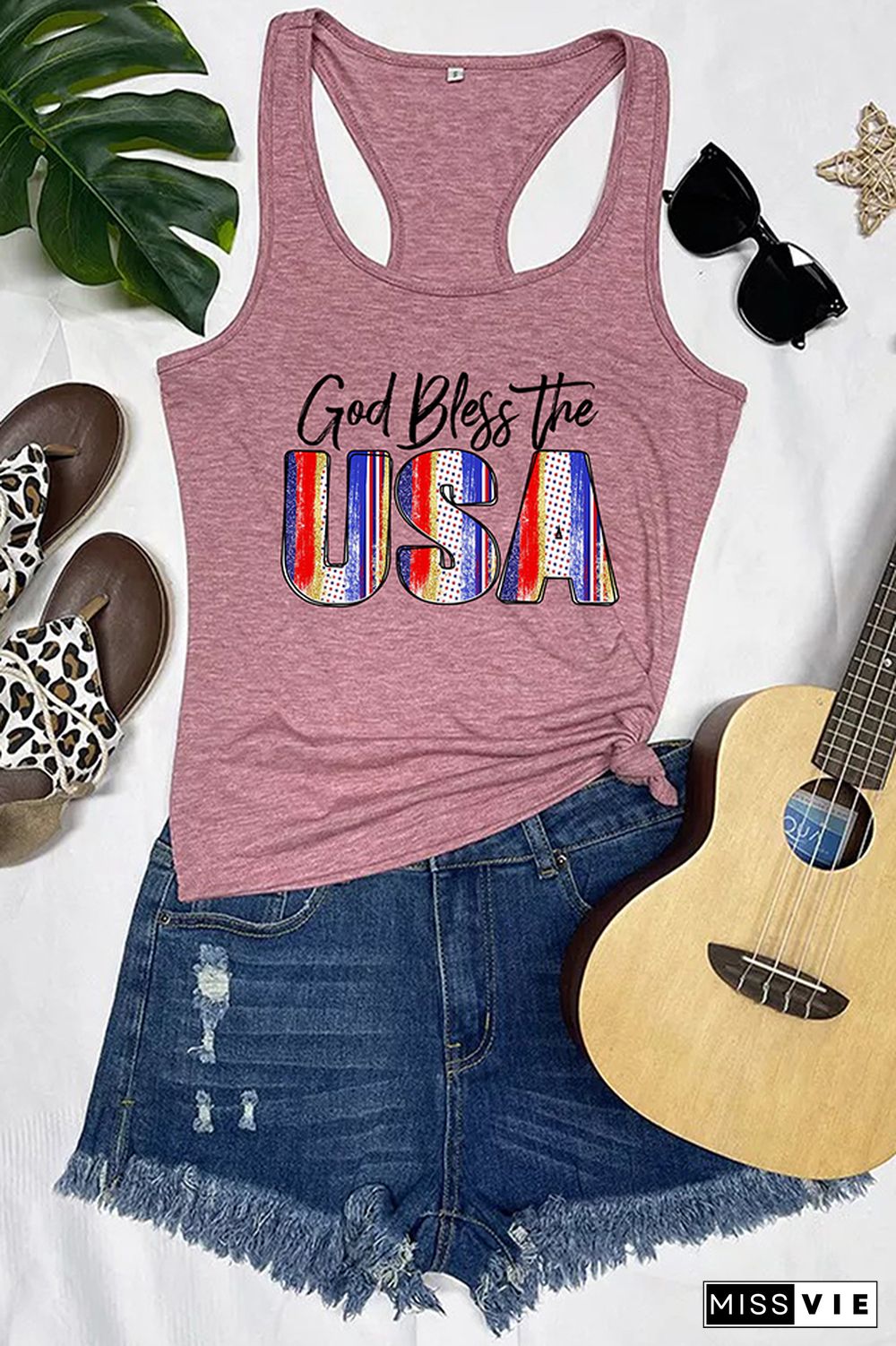 God Bless The USA Printed Sleeveless Tank Top Wholesale