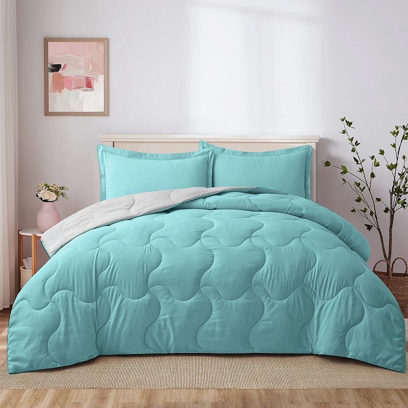 Unikome 3-Piece Reversible Lightweight Quilted Down Alternative Comforter Set