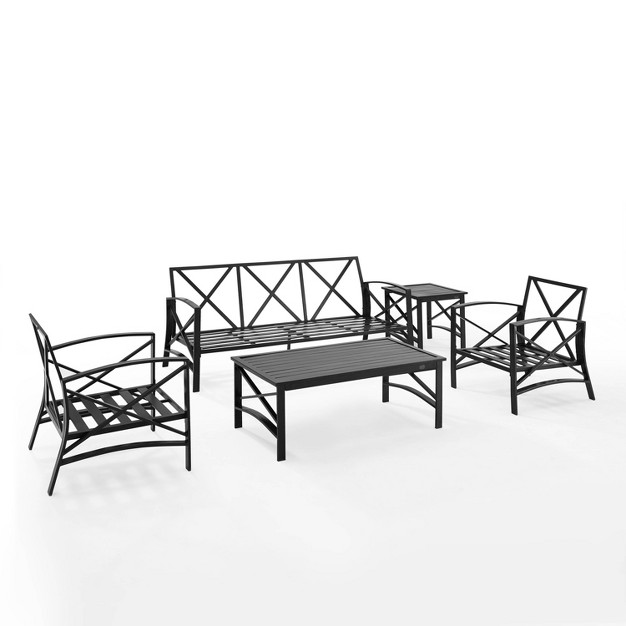 Kaplan 5pc Outdoor Sofa Set With Sofa amp 2 Chairs With Coffee Table amp Side Table Crosley