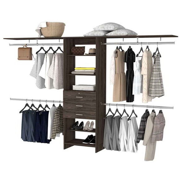 Brentwood 3 Drawer 4 Shelf Closet System Dark Waln...