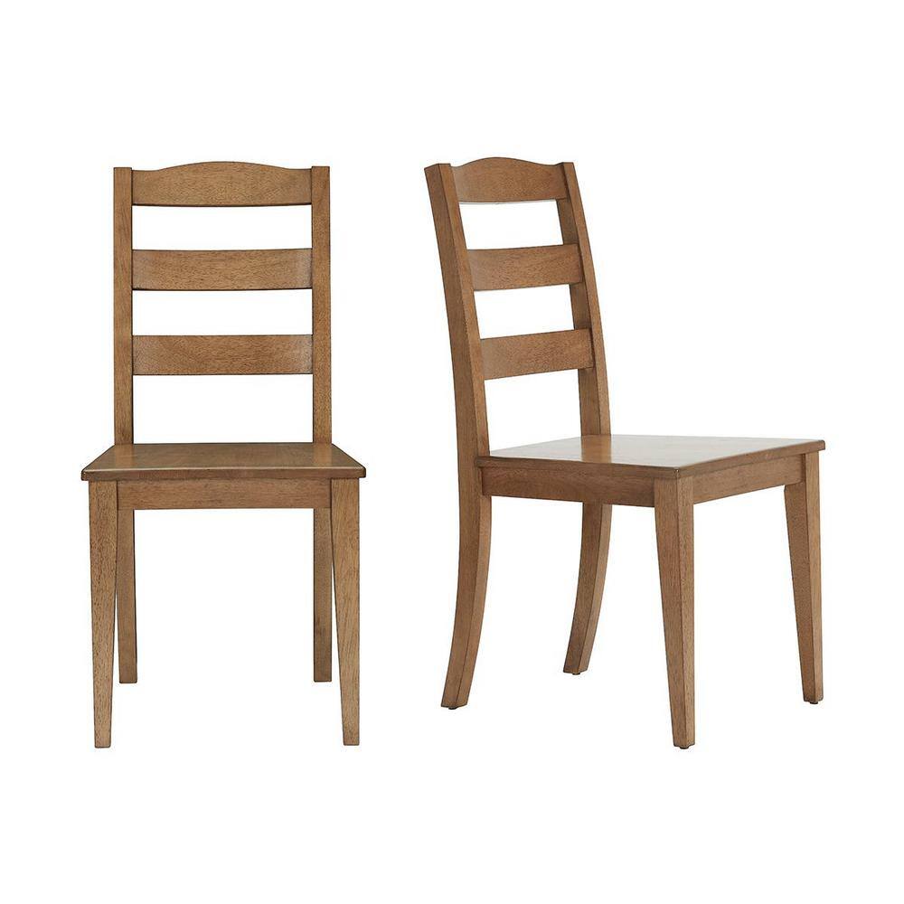 StyleWell Patina Oak Finish Dining Chair with Ladder Back (Set of 2) (17.72 in. W x 36.77 in. H) SZP006-4