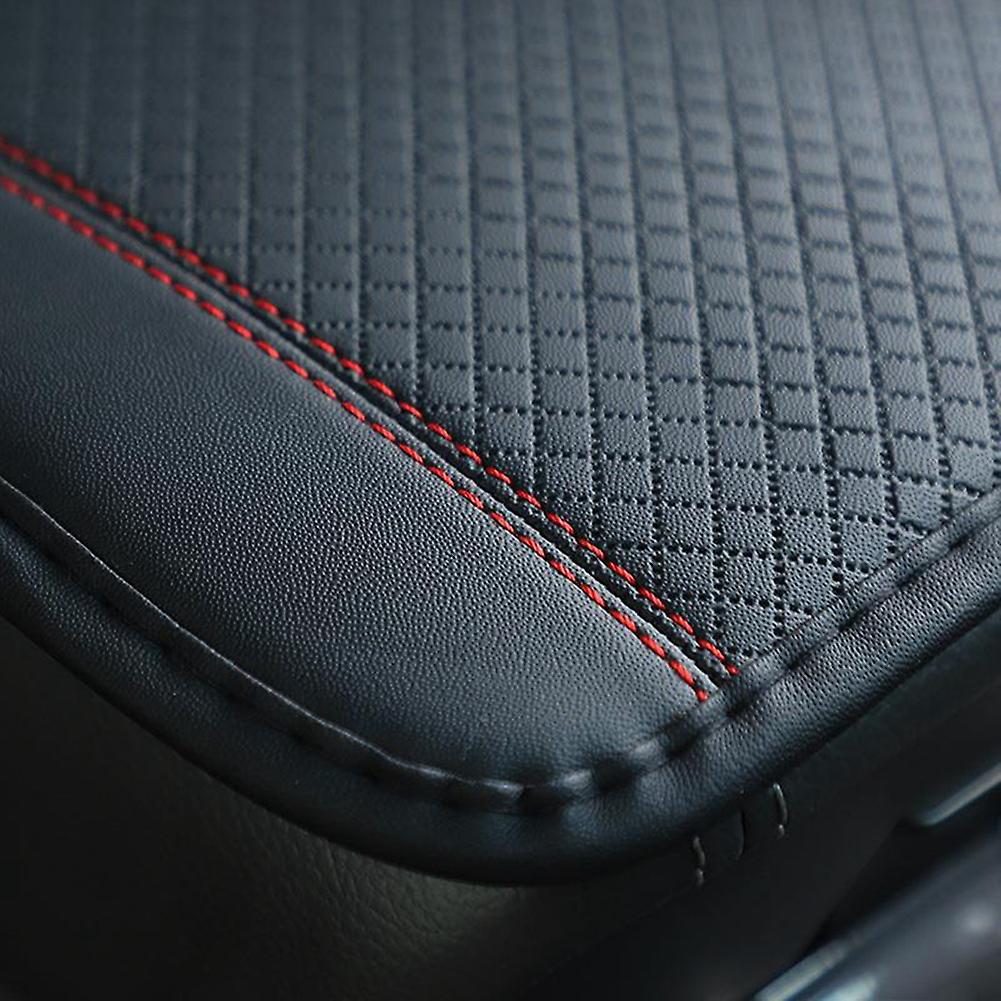 Car Armrest Box Pad Fashion Leather Central Console Armrest Pad Non-slip Protection Mat Car Universal Accessories Black Red