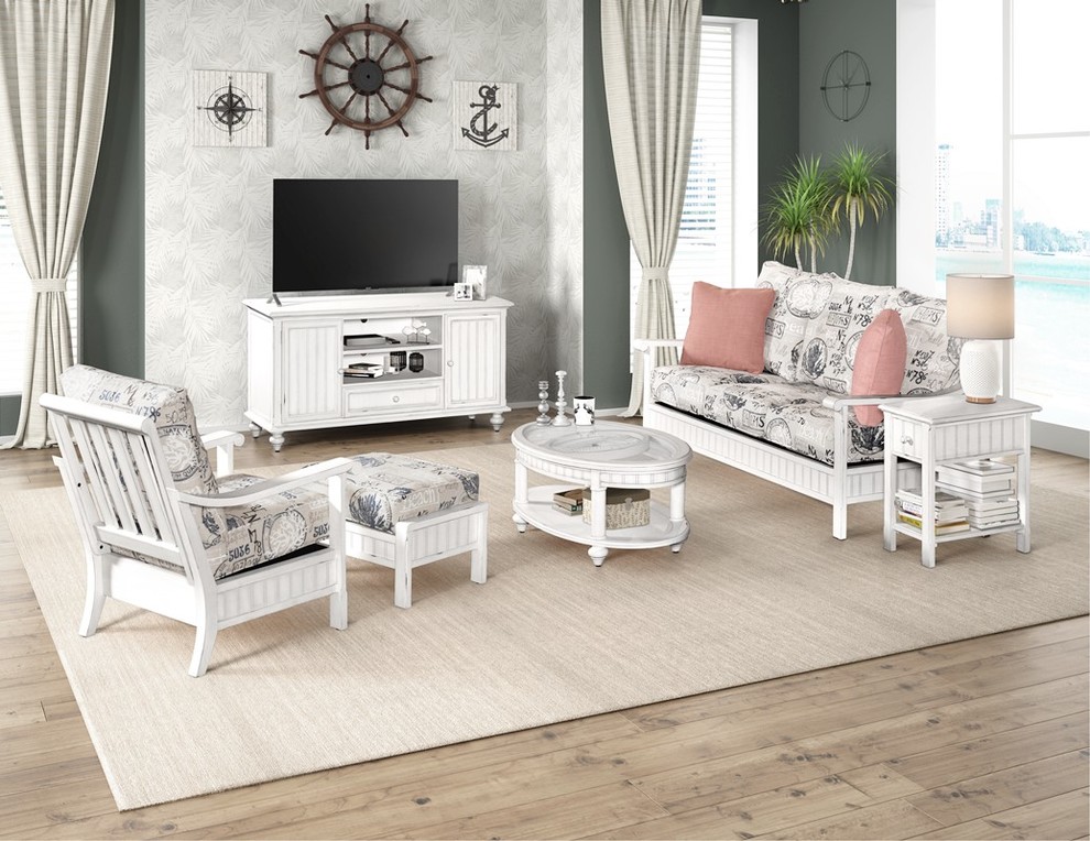 Monaco Chairside Table  White   Beach Style   Side Tables And End Tables   by Sea Winds Trading  Houzz