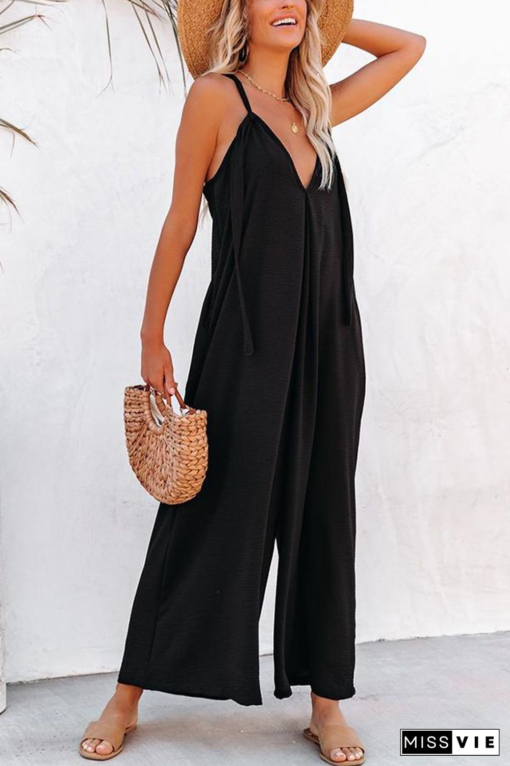 Perfectly Pocketed Wide Leg Adjustable Jumpsuit