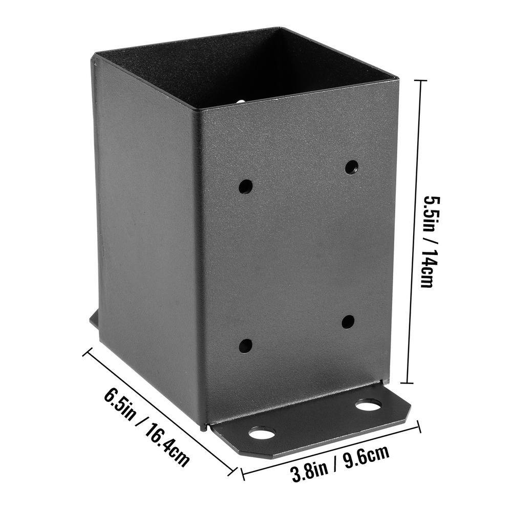 VEVOR 4 in. x 4 in. Post Base Deck Post Base Post Bracket Fence Post Anchor Black Powder-Coated Deck Post Base (3-Pieces) LJJDZ4X4LZDZ3PCS1V0