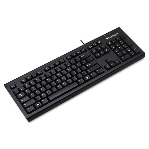 Kensington Keyboard for Life Slim Spill-Safe Keyboard， 104 Keys， Black (64370)