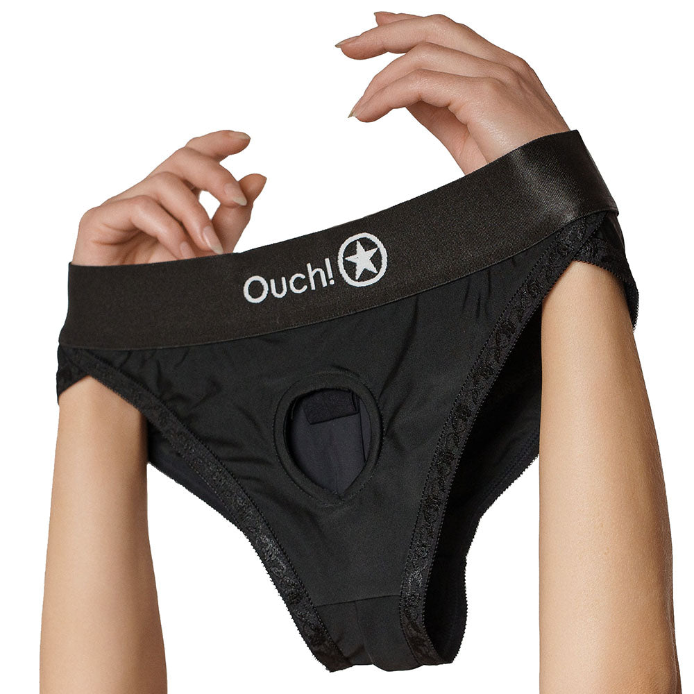 Ouch! Black Vibrating Strap-on Hipster /S