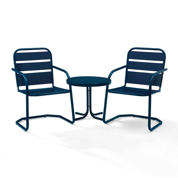 Brighton 3pc Metal Conversation Seating Set Navy Crosley