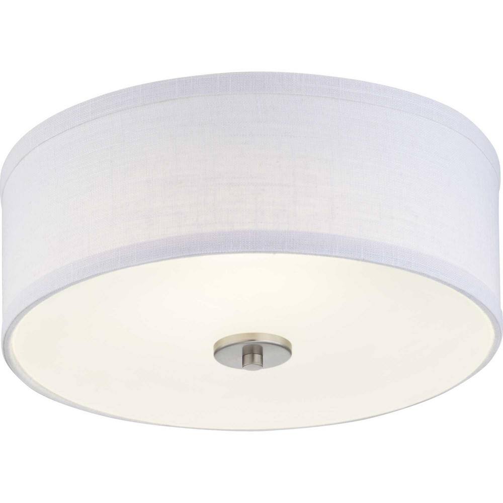 Progress Lighting Inspire Collection Brushed Nickel Integrated LED Transitional Kitchen Ceiling Light Drum Flush Mount P350135-009-30