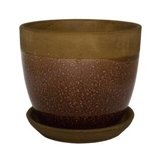 Trendspot 8 in. Dia Brown Geode Ceramic Planter CR11251S-080B