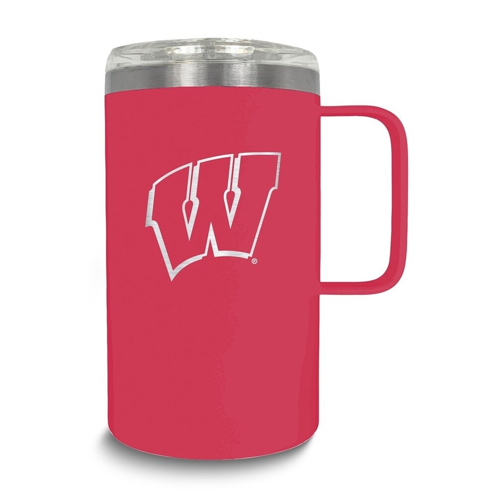 Collegiate University of Wisconsin Stainless Steel 18 Oz. Hustle Mug with Lid