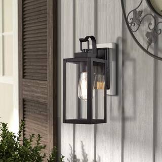 Hukoro Martin 1-Light Matte Black Outdoor Wall Lantern Sconce with Clear Glass FAY-US-OD-142-B-2