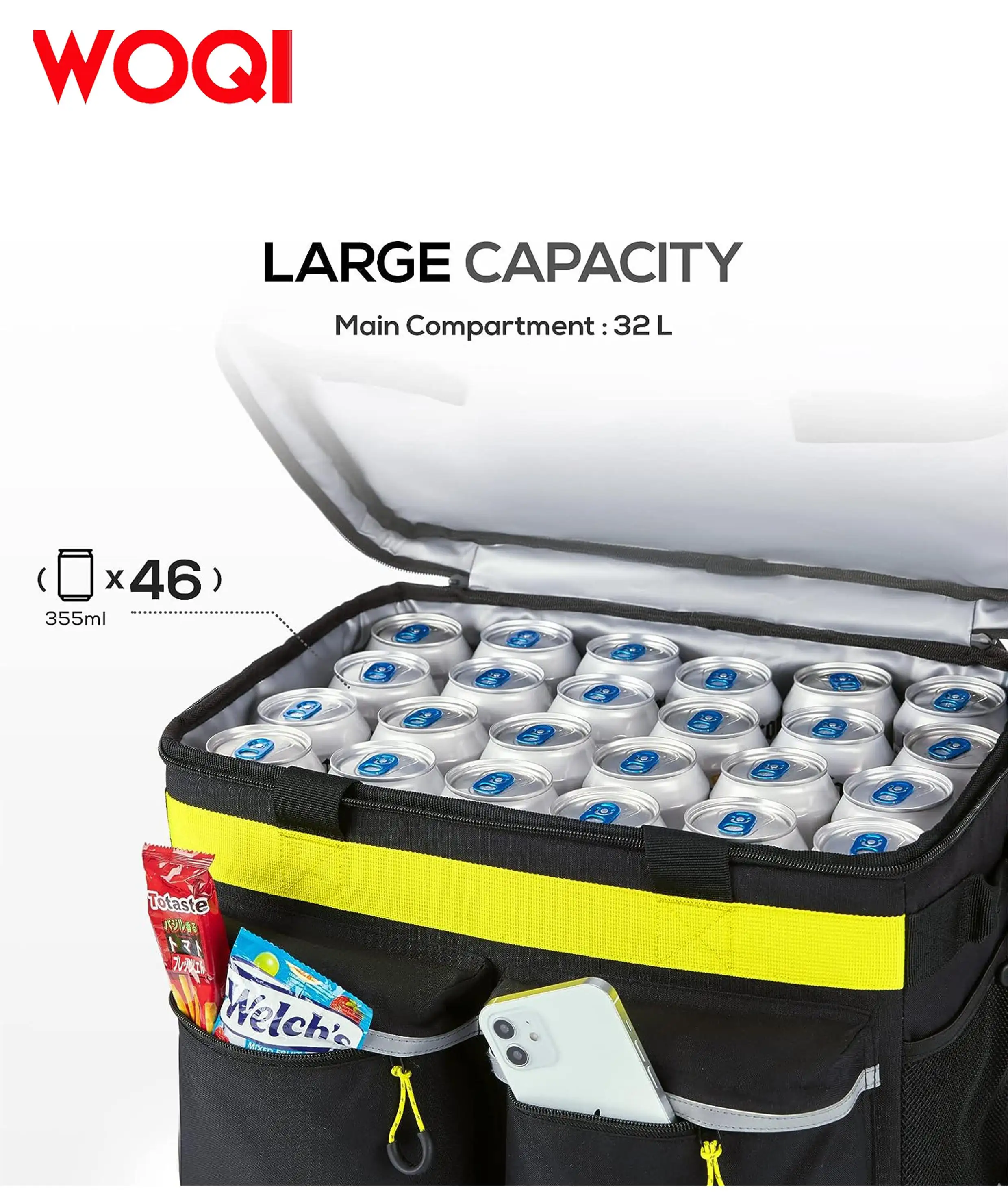 WOQI cooling box insulation large foldable portable cooler   suitable for camping  beach  work  travel