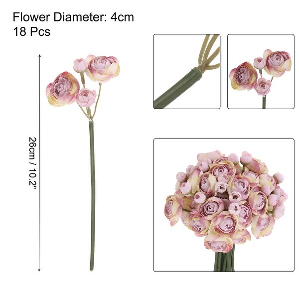 Artificial Ranunculus Flowers，18pcs Faux Silk Flower for Wedding