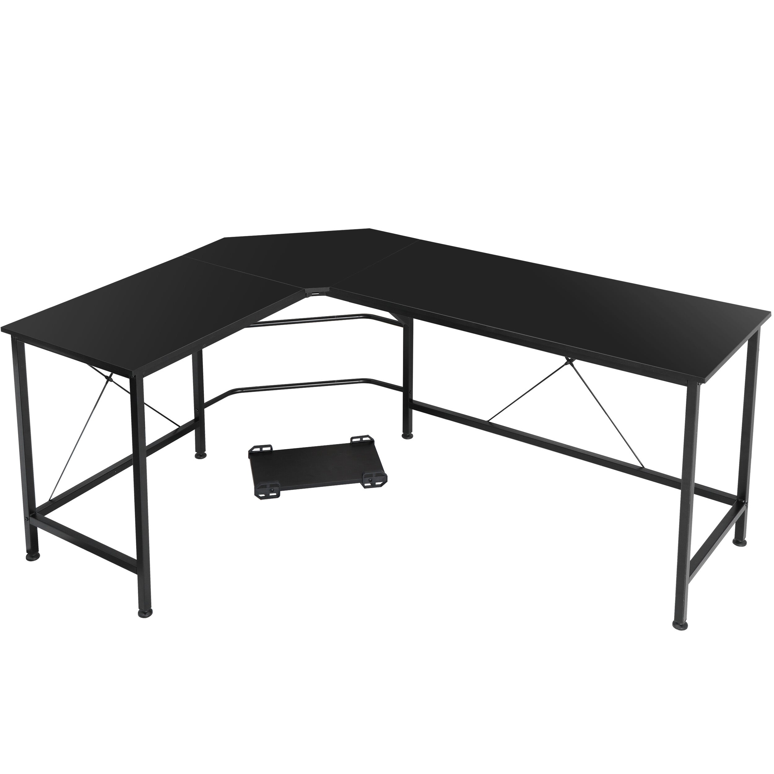 HomGarden L-Shaped 66” Reversible Computer Desk W/ CPU Stand, Home Gaming Desk Black