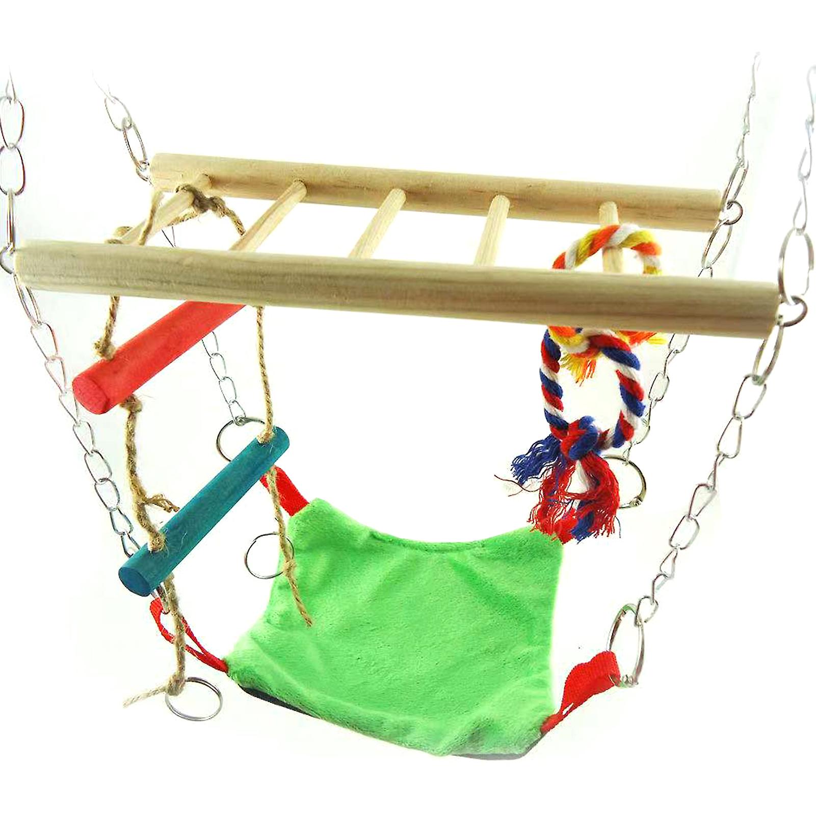 Hamster Swing Bed Toys Hamster Ladder Bird Hanging Ladder Wooden Suspension Bridge Hammock For Parrots Birds Squirrel Hamster Guinea Pigs Mice Multico