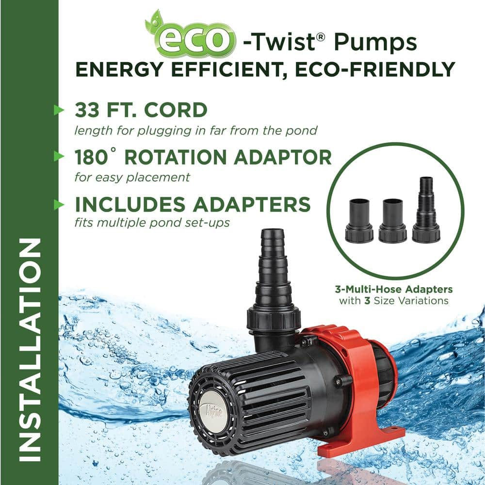 Alpine Corporation Eco-Twist Energy-Saving Pump 1500GPH with 33' Cord PXX1500