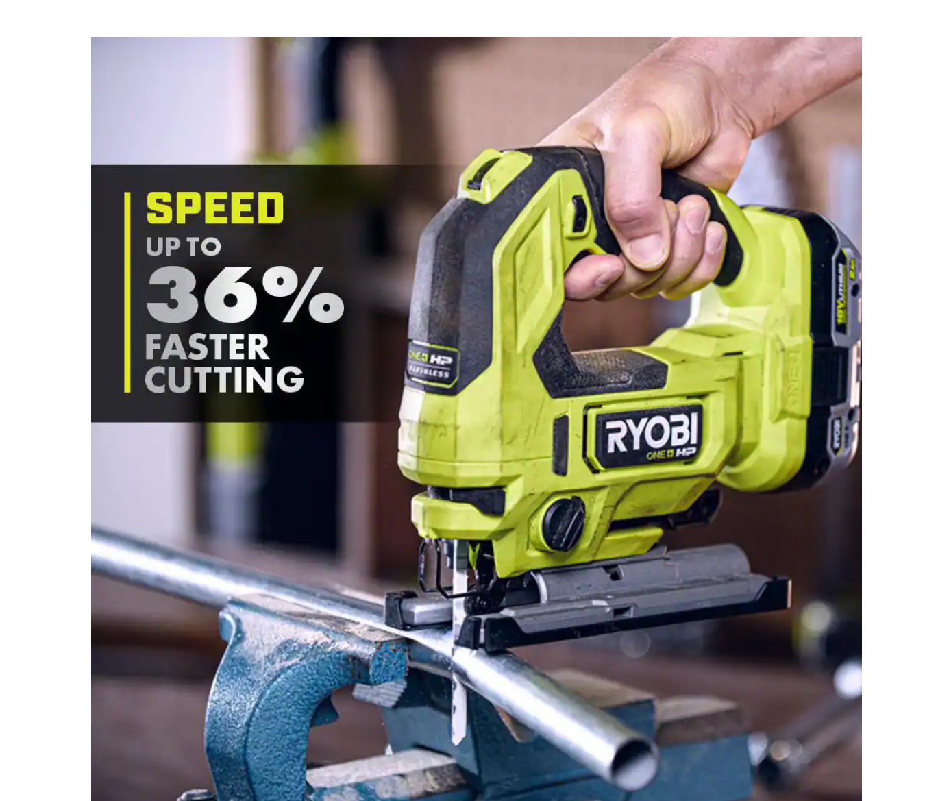 RYOBI PBLJS01B-PSK005 ONE+ HP 18V Brushless Cordless Jig Saw with 2.0 Ah Battery and Charger