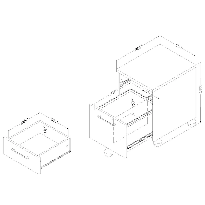 South Shore Munich 2-Drawer Mobile File Cabinet