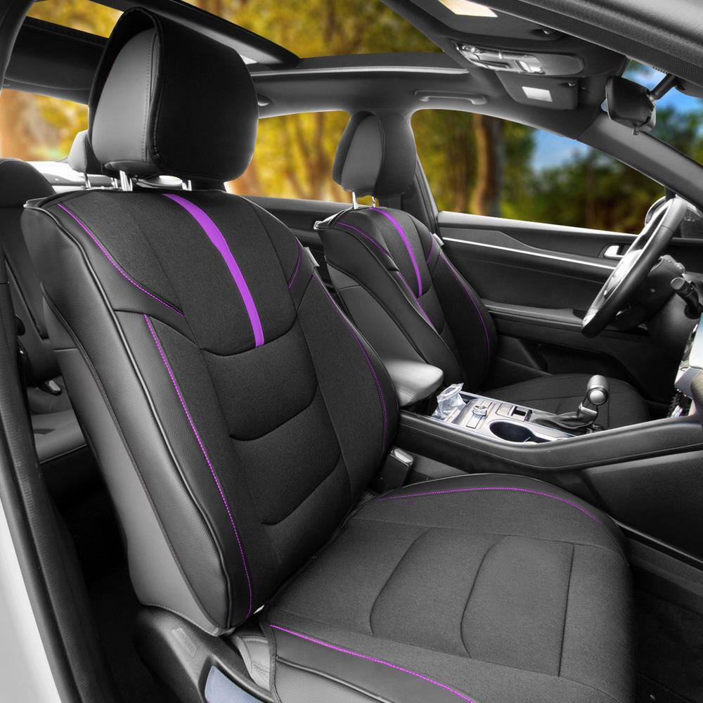 FH Group Universal 47 in. x 1 in. x 23 in. Fit Luxury Front Seat Cushions with Leatherette Trim for Cars Trucks SUVs or Vans DMFB215102PURPLE