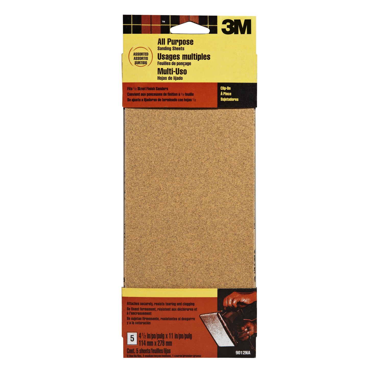 3M 11 in. L X 4-1/2 in. W Assorted Grit Aluminum Oxide Sandpaper 5 pk