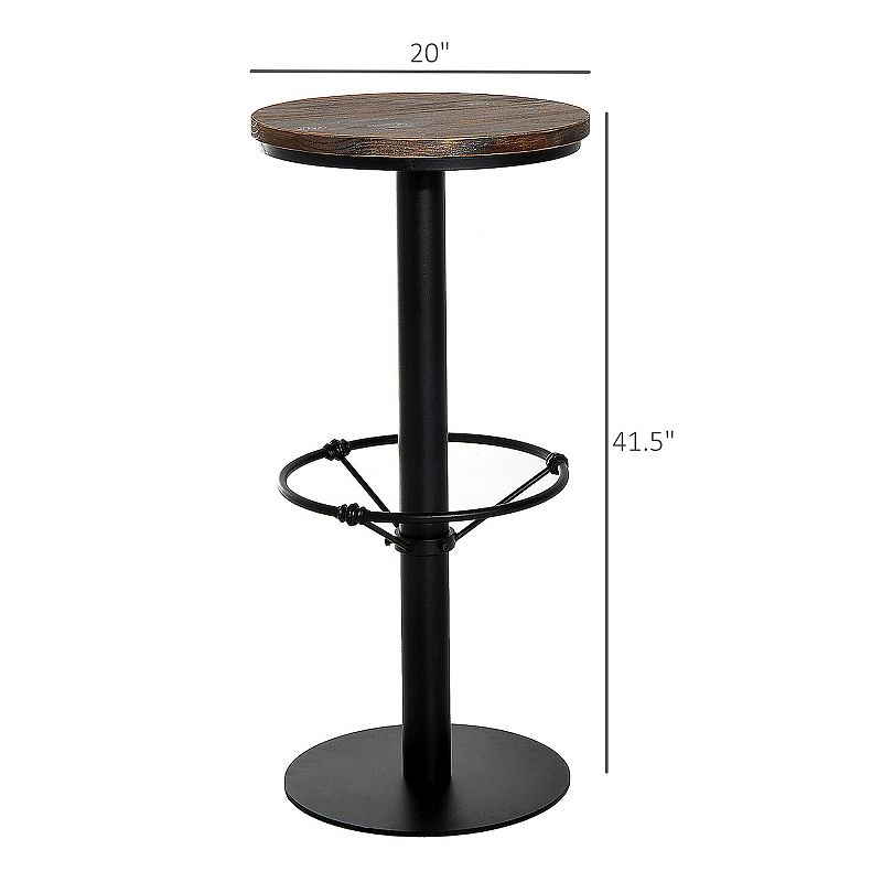 HOMCOM 42 Rustic Bar table Industrial Metal Pine Wood Top Adjustable Standing Pub Table