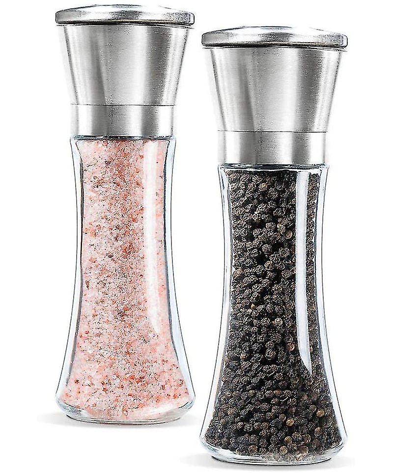 2 Pcs Salt And Pepper Mill Set With Adjustable Ceramic Grinder