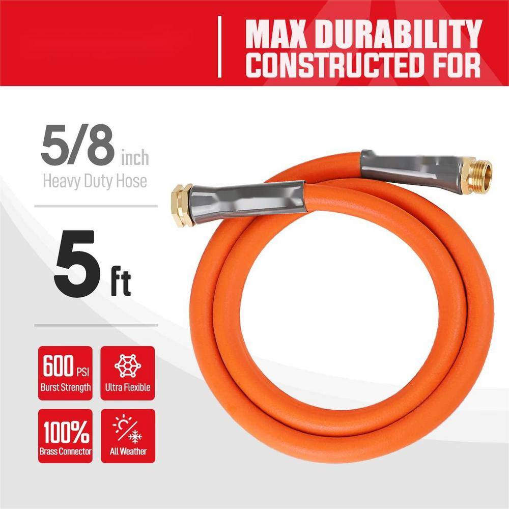 Cubilan 58 in. x 5 ft. Heavy-Duty Short Garden Hose Super Flexible Leader hose All-Weather Light-Weight B08D3TC9YS