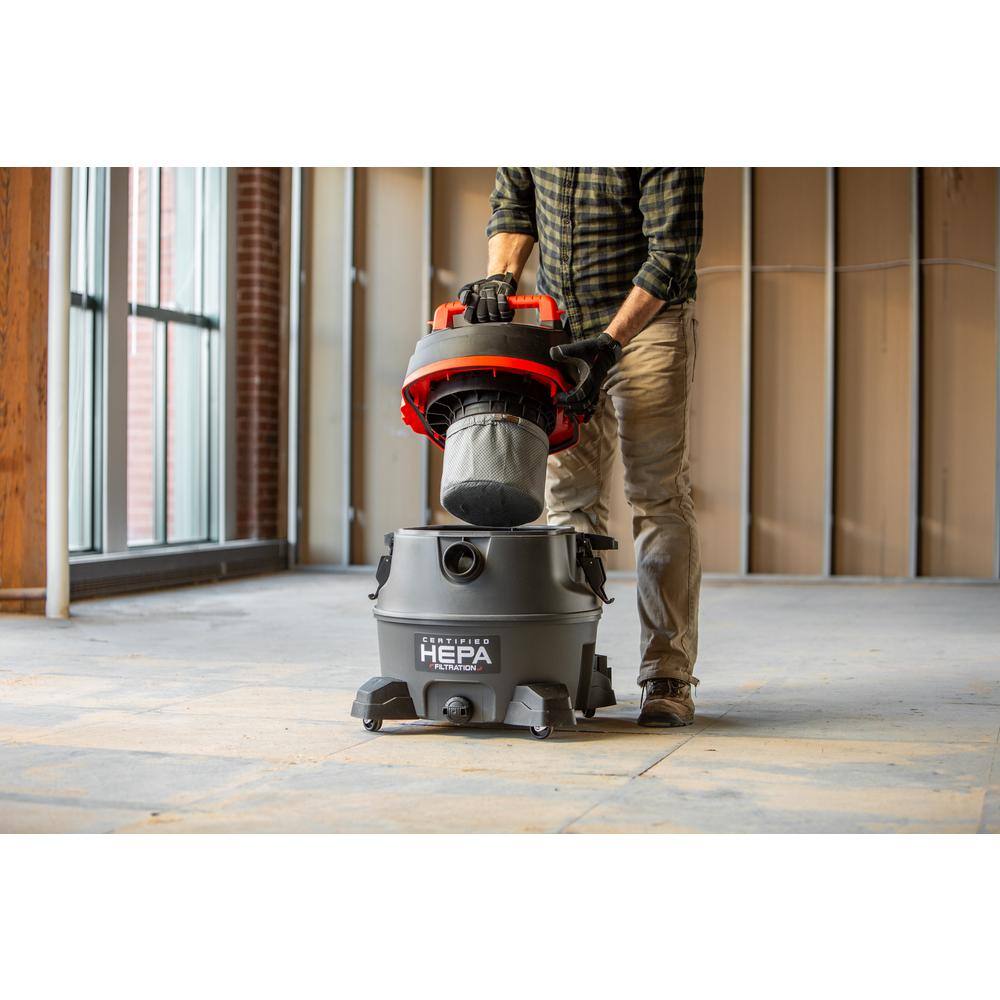 RIDGID 14 Gallon 2-Stage HEPA Commercial WetDry Shop Vacuum with Filter Dust Bag Professional Locking Hose and Accessories RV2400HF