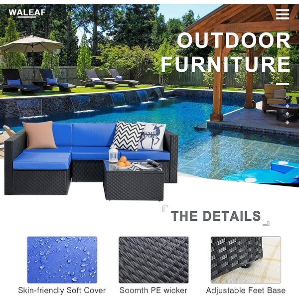 Bossin 5 Pieces Outdoor Patio Furniture Sets Patio Sofa，Outdoor Indoor Wicker Conversation Set with Table