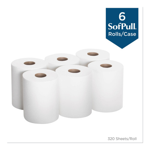 Georgia Pacific Professional SofPull Center-Pull Perforated Paper Towels， 1-Ply， 7.8 x 15， White， 320/Roll， 6 Rolls/Carton (28124)