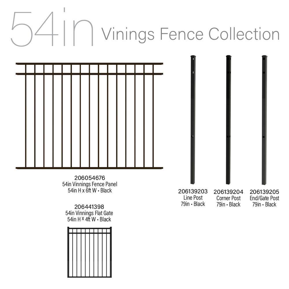 FORGERIGHT Vinings 4 ft. W x 4.5 ft. H Black Aluminum Pre-Assembled Fence Gate 861890