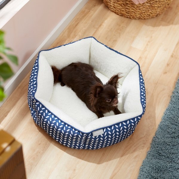 Frisco Sherpa Hexagon Bolster Cat and Dog Bed