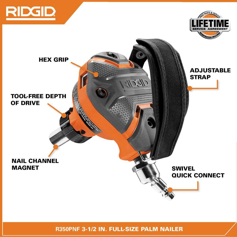 RIDGID Pneumatic 3-12 in. Full-Size Palm Nailer R350PNF