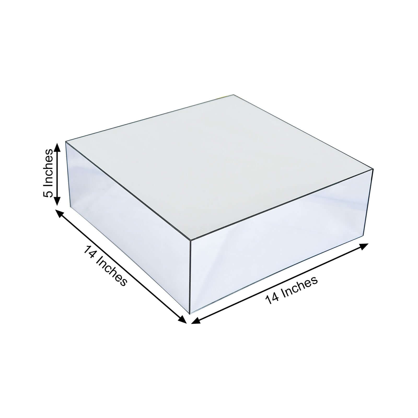 Silver Mirror Finish Acrylic Cake Box Stand, Display Box Pedestal Riser with Hollow Bottom 14