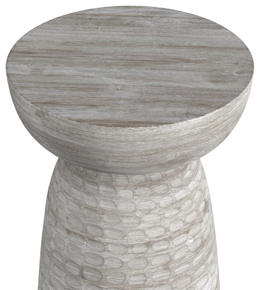 Boyd SOLID WOOD 13 quotWD Round Contemporary Wooden Accent Table in White Wash   Farmhouse   Side Tables And End Tables   by Homesquare  Houzz