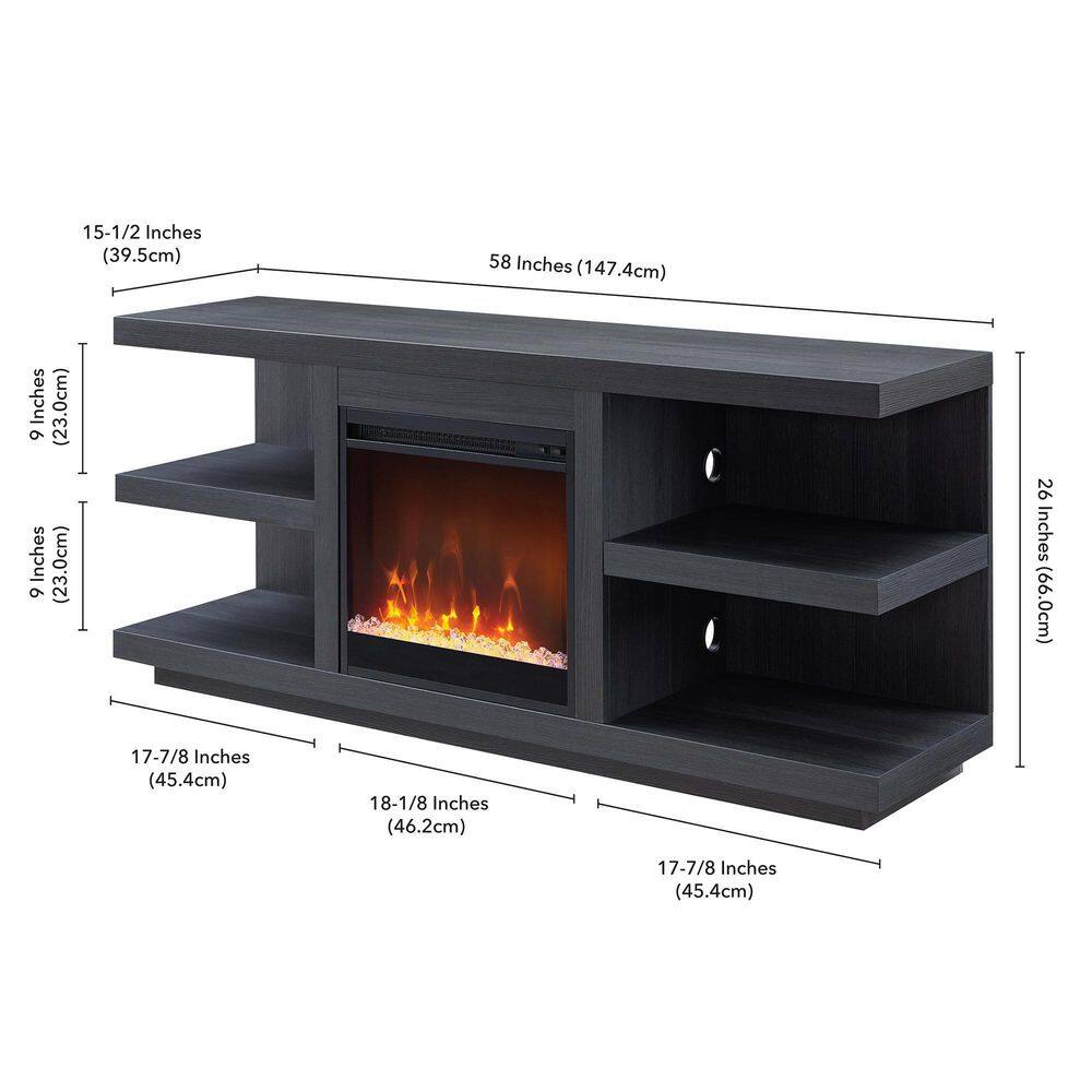 MeyerCross Maya Rectangular Charcoal Gray TV Stand with Crystal Fireplace For TV's up to 65 in. TV1725