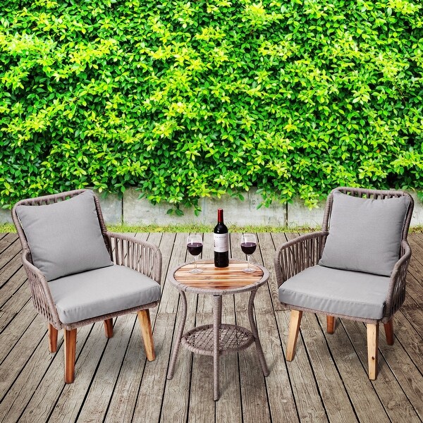 3-Piece Wicker Indoor and Outdoor Patio Bistro Set - Overstock - 36052660