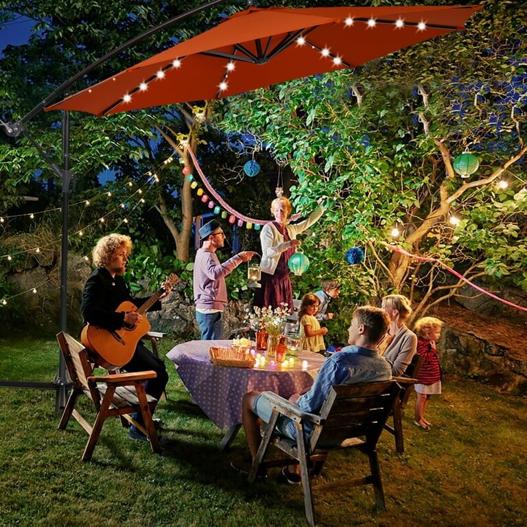 10ft Cantilever Offset Patio Umbrella with Solar Lights