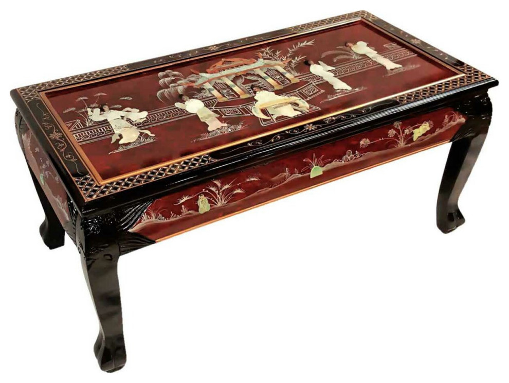 Ball And Claw Lacquer Mother of Pearl Inlaid Dragon Coffee Table  French Red   Asian   Coffee Tables   by Oriental Furnishings  Houzz