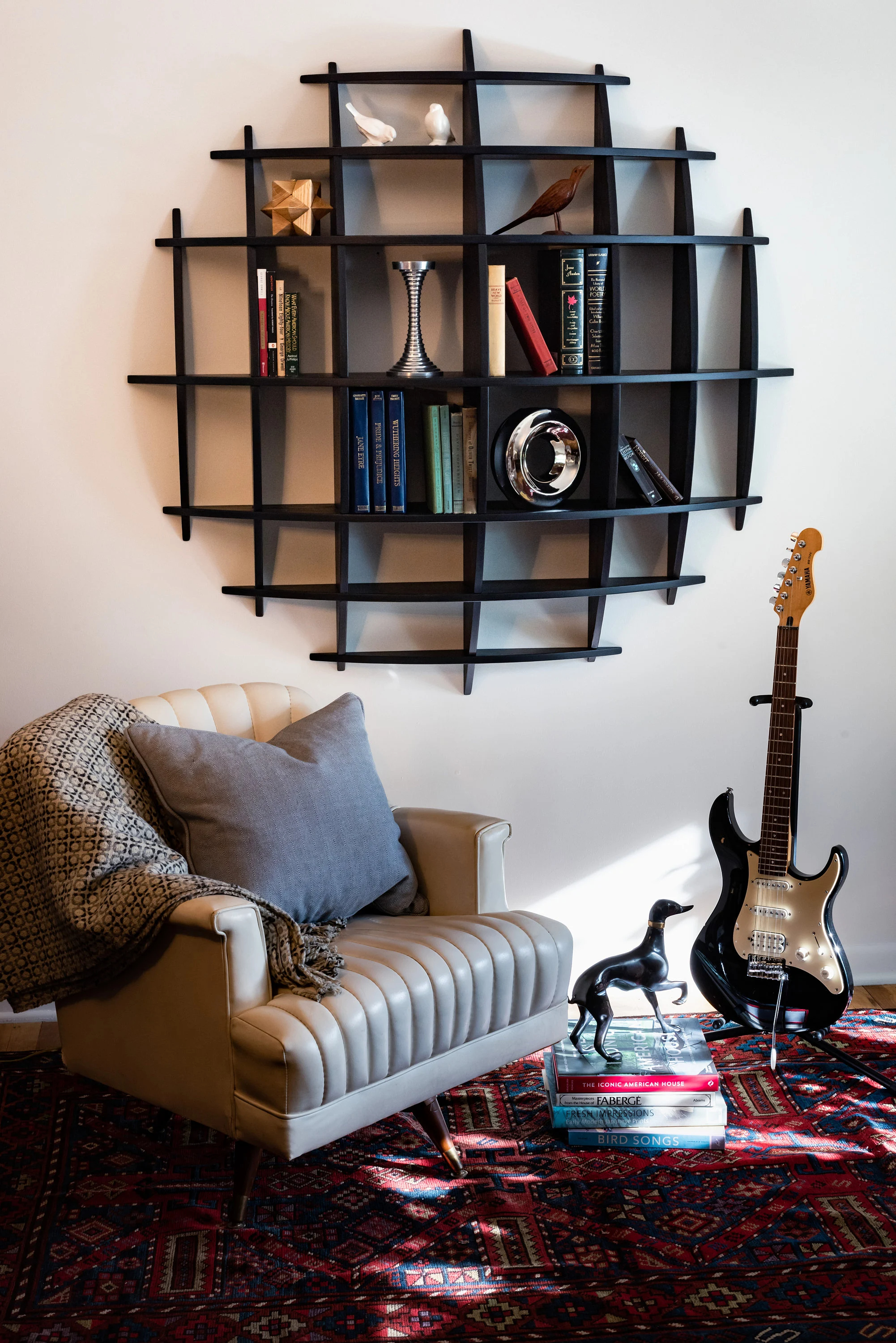 Wooden Wall Shelf, Sphere Bookcase, Round Hanging Wall Geometric Shelf, Office shelf