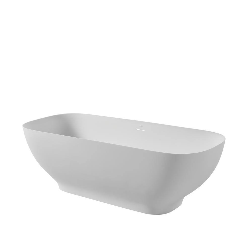 Xspracer 67 in. Stone Resin Flatbottom Freestanding Double Slipper Soaking Bathtub in White with Brass Drain JH-LID2110467