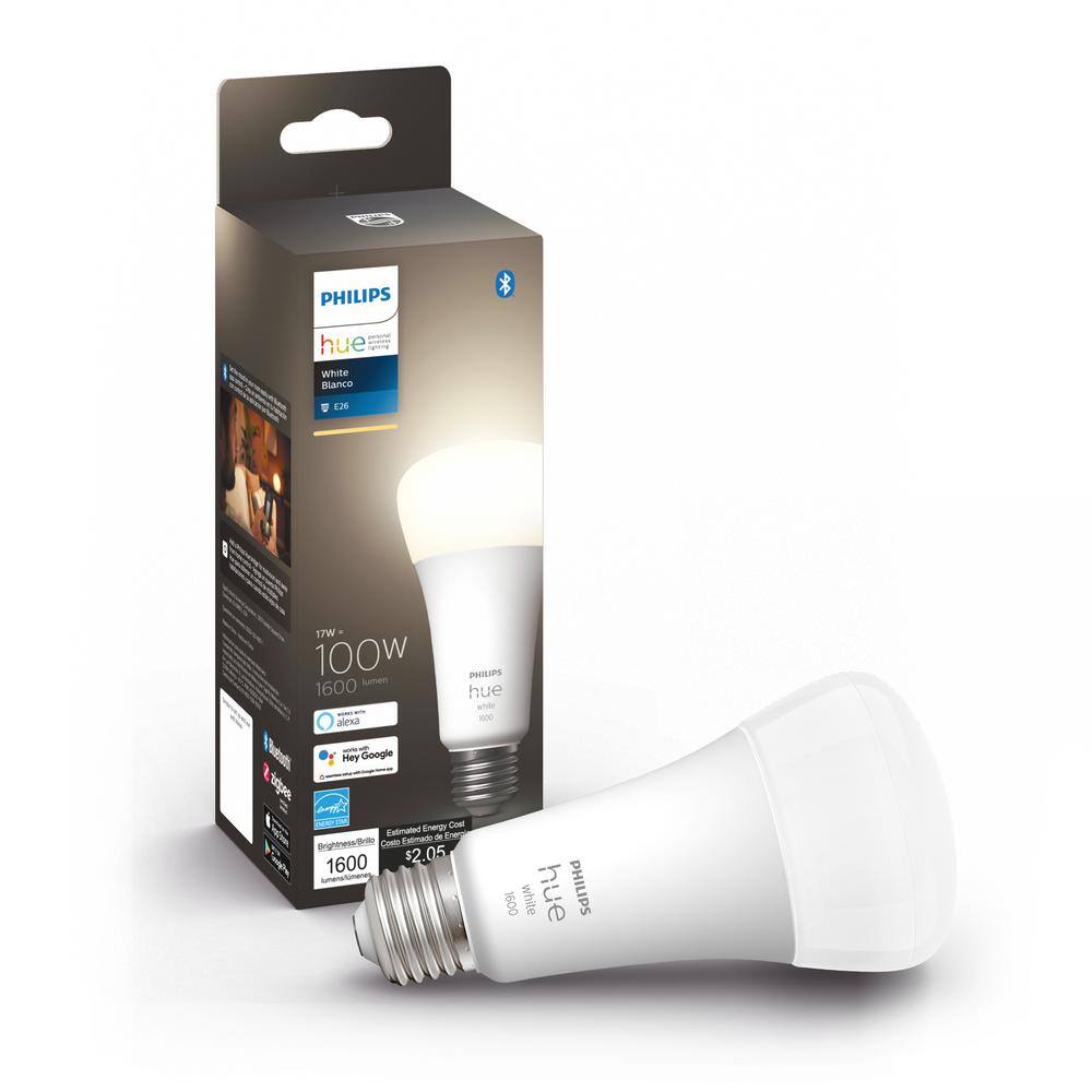 Philips Hue 100-Watt Equivalent A21 Smart LED Soft White (2700K) Light Bulb with Bluetooth (1-Pack) 580845