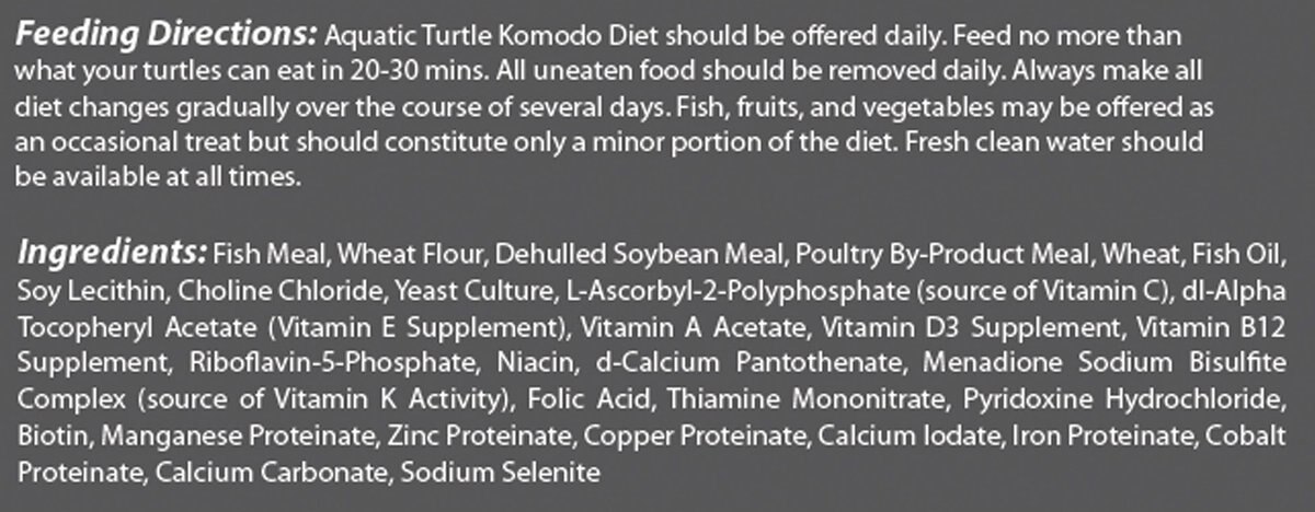 Komodo Diet Aquatic Turtle Food， 10-oz bag