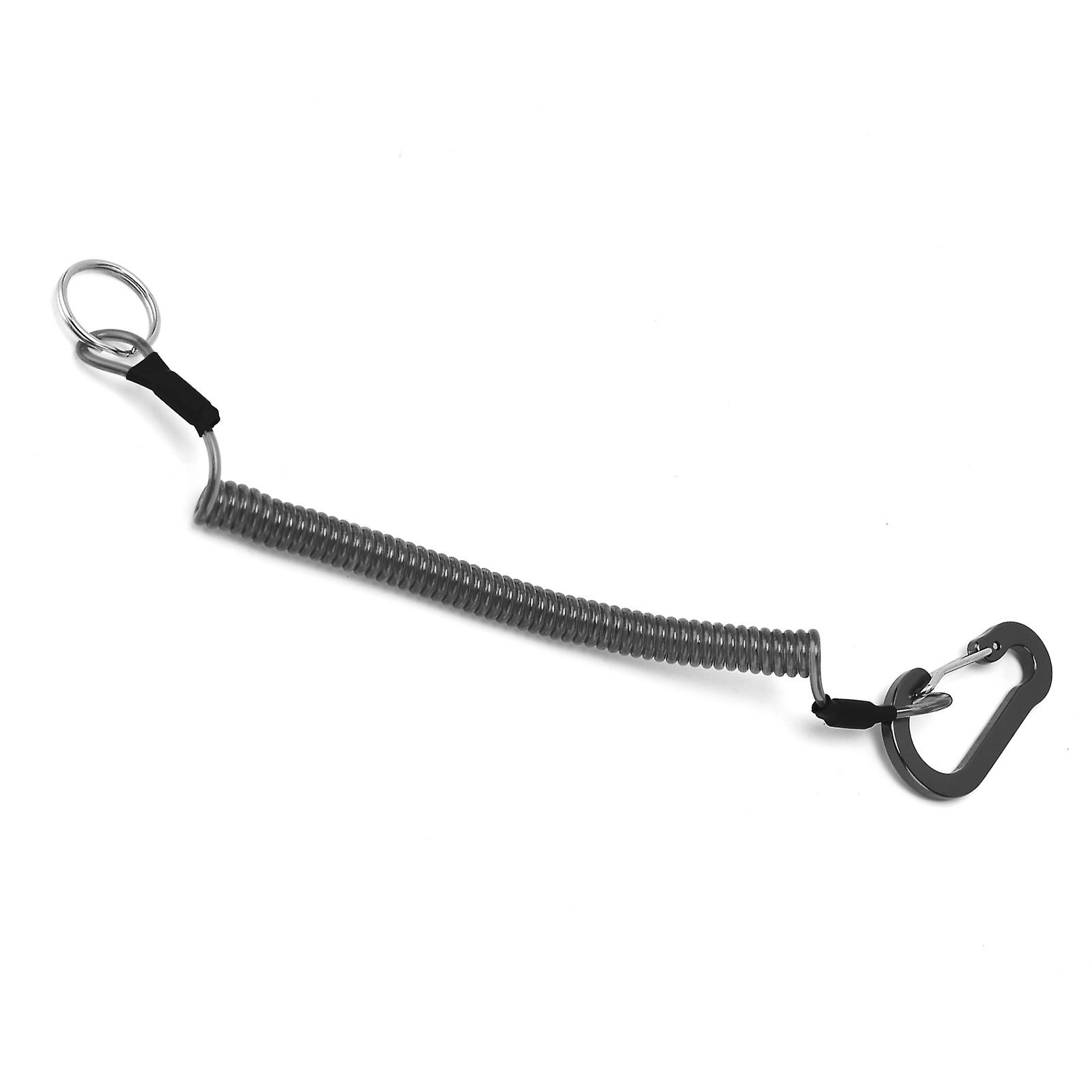 Fishing Lanyards Rope Retractable Safety Spring Coiled Ropes Keychain Accessoriesblack