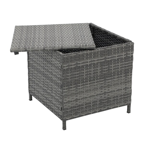 Outdoor Wicker Side Table with Storage