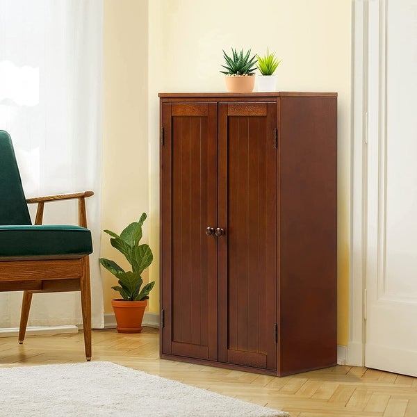 Wood Wall Storage Cabinet with Adjustable Shelf and Double Doors