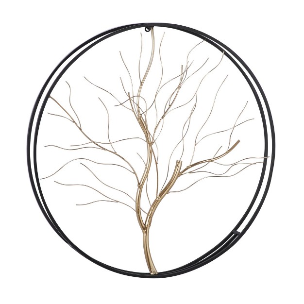 Metal Tree Branch Wall Decor With Black Frame Gold Olivia amp May